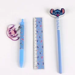 set di portapenne + penna + matita + righello - stitch