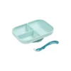 set pappa da apprendimento in silicone - piatto triscomparto + cucchiaio da 2 anni - blu