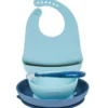 set 4 pezzi per la pappa azzurro con bavaglino