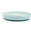 set piatto azzurro chiaro + cucchiaio