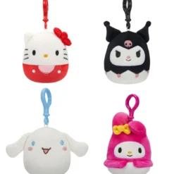 squishmallows clip on - peluche 10cm - hello kitty - personaggio assortito wave 2
