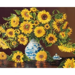 sunflowers in china vase - diamond dotz advanced dd13.006 71x56cm