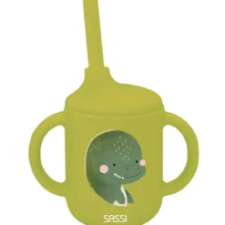 tazza da apprendimento in silicone con cannuccia - dinosauro