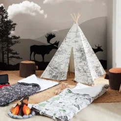 teepee tent world map - tenda mappa del mondo - bianco e nero