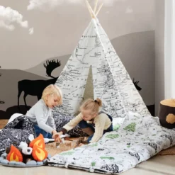 teepee tent world map - tenda mappa del mondo - bianco e nero