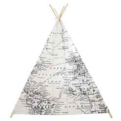 teepee tent world map - tenda mappa del mondo - bianco e nero