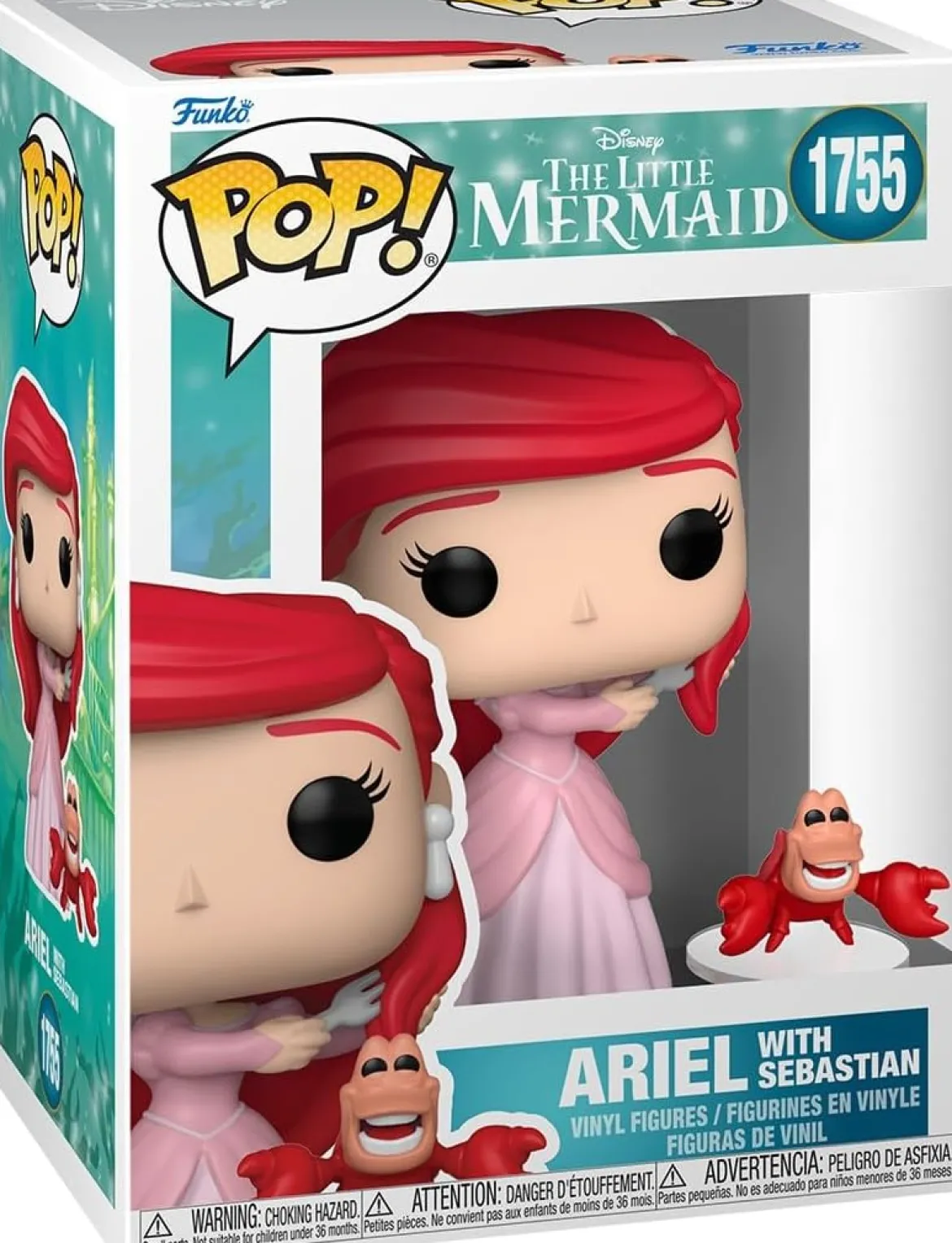 the little mermaid - ariel with sebastian 9cm - funko pop! 1755