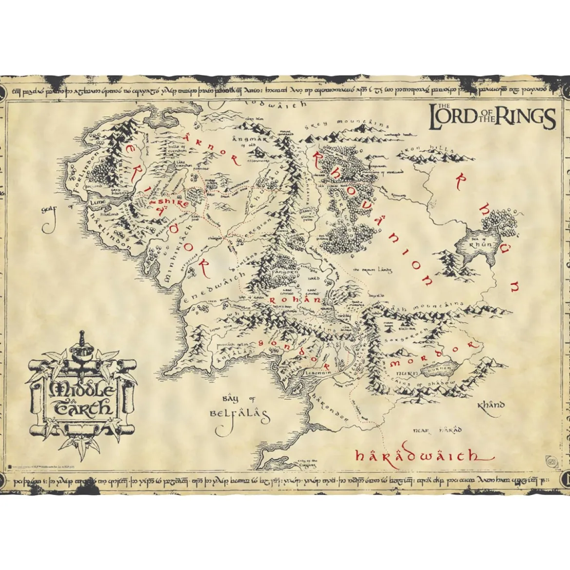 the lord of the rings - parchment poster 66x46cm - la terra di mezzo