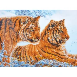 tiger in the snow - diamond dotz intermediate dd12.026 72x52cm