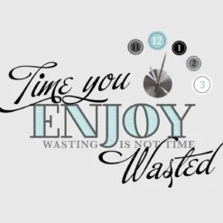 time to enjoy the quote clock - adesivo removibile da parete