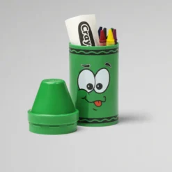 tip mini storage verde - set con 6 pastelli a cera e rotolino di carta