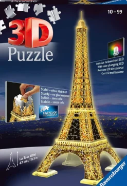 tour eiffel con led - puzzle 3d 243 pezzi