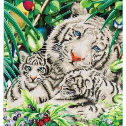 white tiger and cubs - diamond dotz intermediate dd10.006 52x52cm