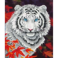 white tiger in autumn - diamond dotz intermediate dd7.006 35.5x45.7cm